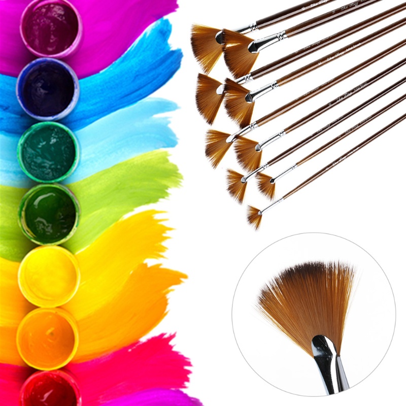 Set 9 Cọ Vẽ Hình Quạt Chuyên Nghiệp