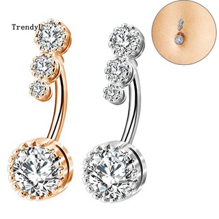 Khuyên xỏ rốn đính đá zirconia tròn thời trang độc đáo cho nữ