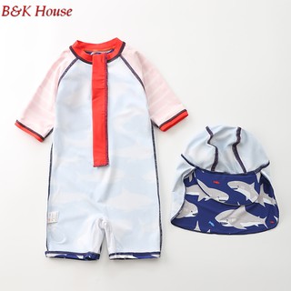 Đồ Bơi Bé Trai Liền Mảnh + Nón Hình Cá Mập
