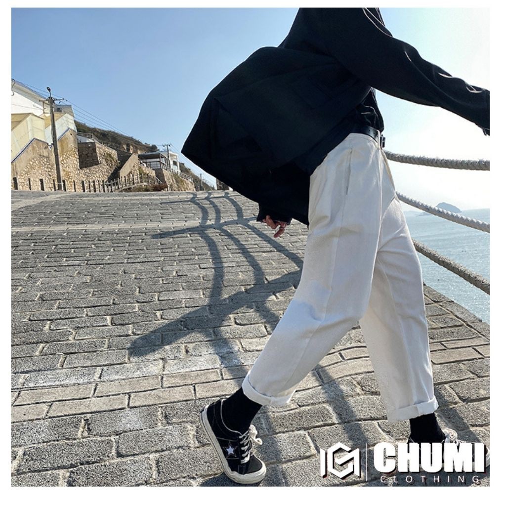 Quần jeans nam CHUMI màu trắng nam nữ hack dáng unisex mùa hè oversize form rộng cm044