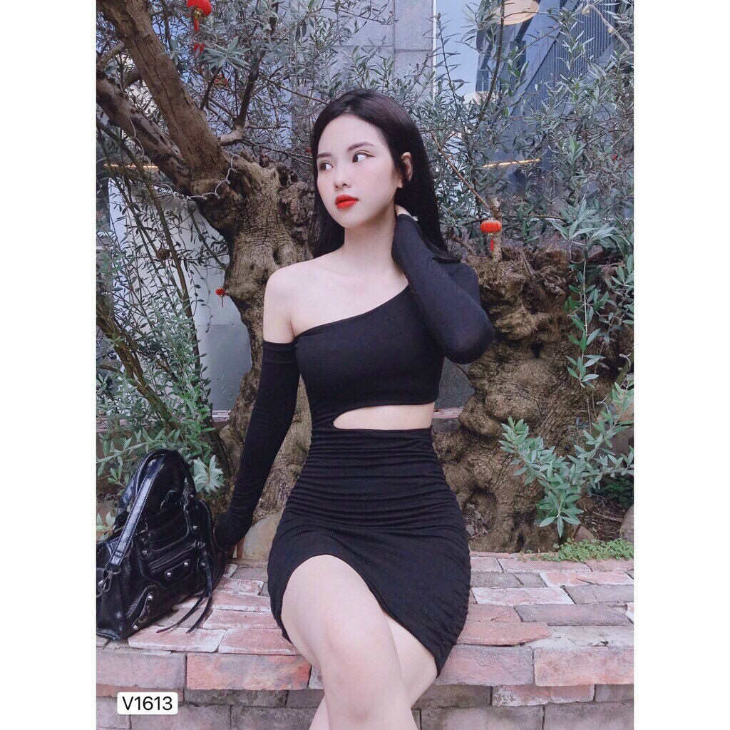 đầm body ôm dáng thun bozip mềm cut out sexy cá tính, siêu hot đủ màu xinh