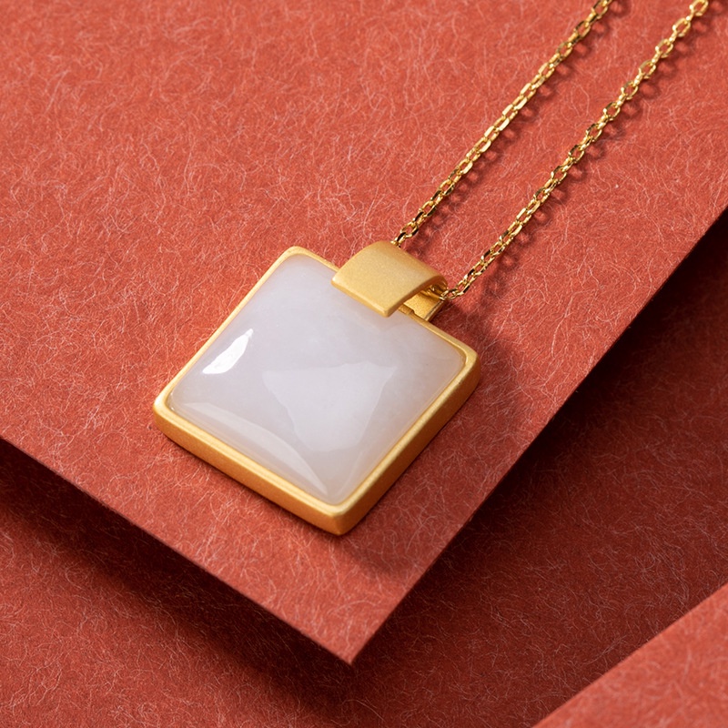 Vòng cổ mạ bạc S925 đính đá ngọc bích trắng