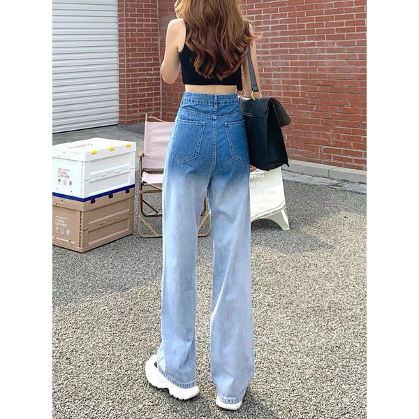 [Mã FAMARAL1 giảm 10K đơn 50K] Quần Jeans Ống Rộng Loang Nữ [FREESHIP]Cullottes jean dáng rộng cạp cao khuy cài
