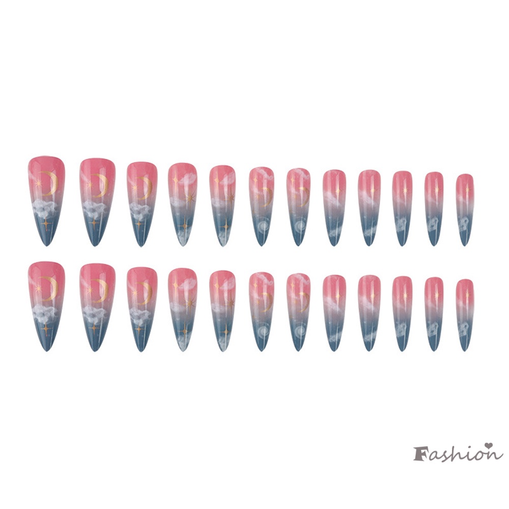 Bộ 24 Móng Tay Giả Dáng Dài Thiết Kế Ngọt Ngào Thời Trang Cho Nữ