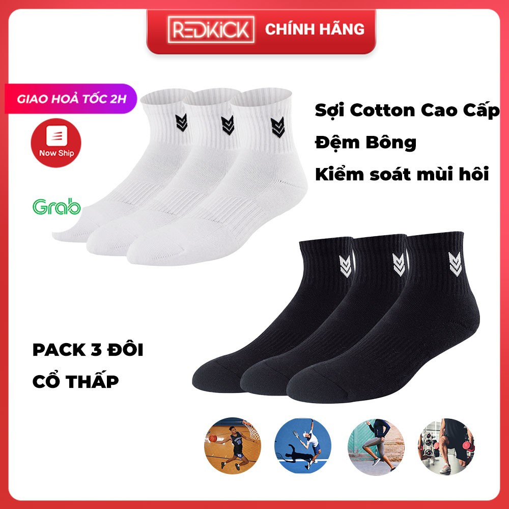Tất Thể thao Redikick R365 Cổ thấp trắng đen Training Cushioned Cotton Có đệm Chống hôi chân vớ Bóng rổ Gym Chạy bộ
