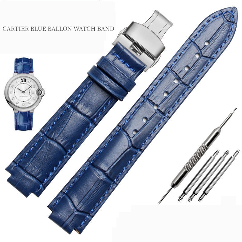 CARTIER Dây Đeo Đồng Hồ 14 16 18 20mm Bằng Da Bò Thật Khóa Cong Có Khóa