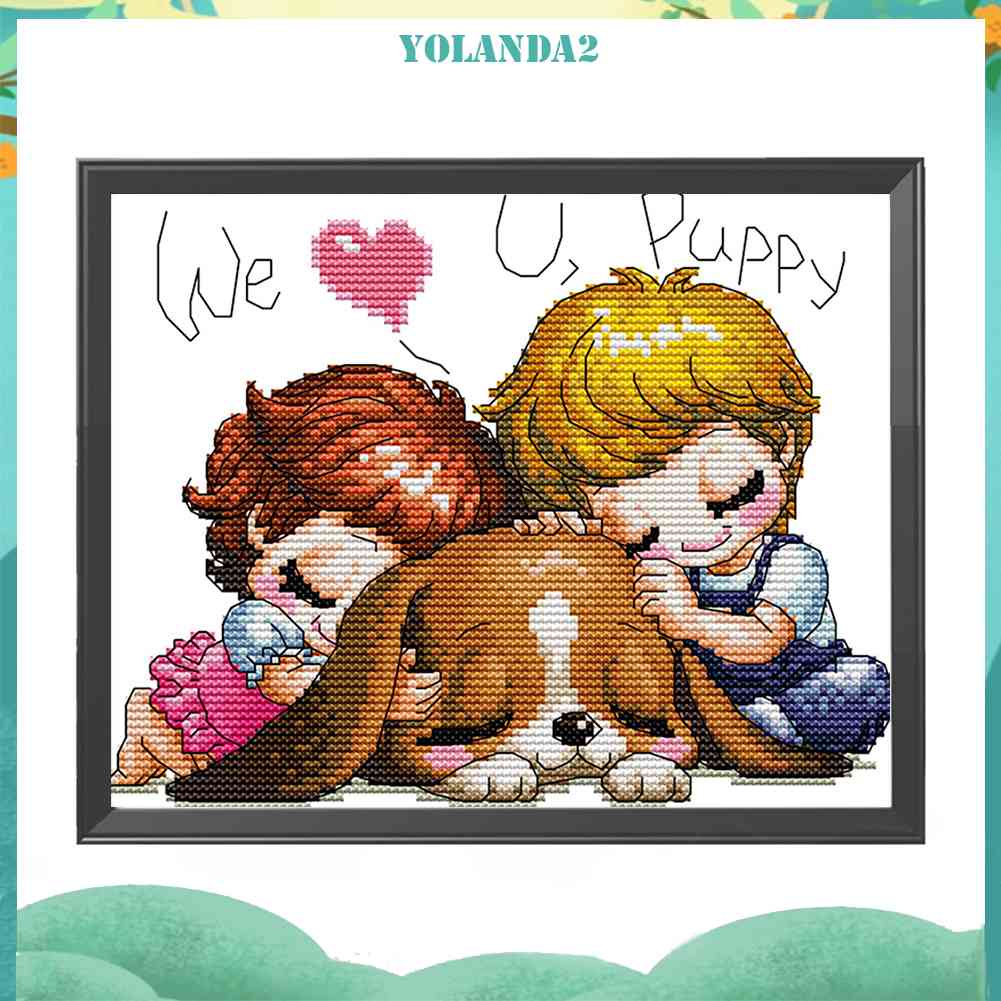 14ct Bộ Tranh Thêu Chữ Thập Hoạt Hình We Fell Asleep