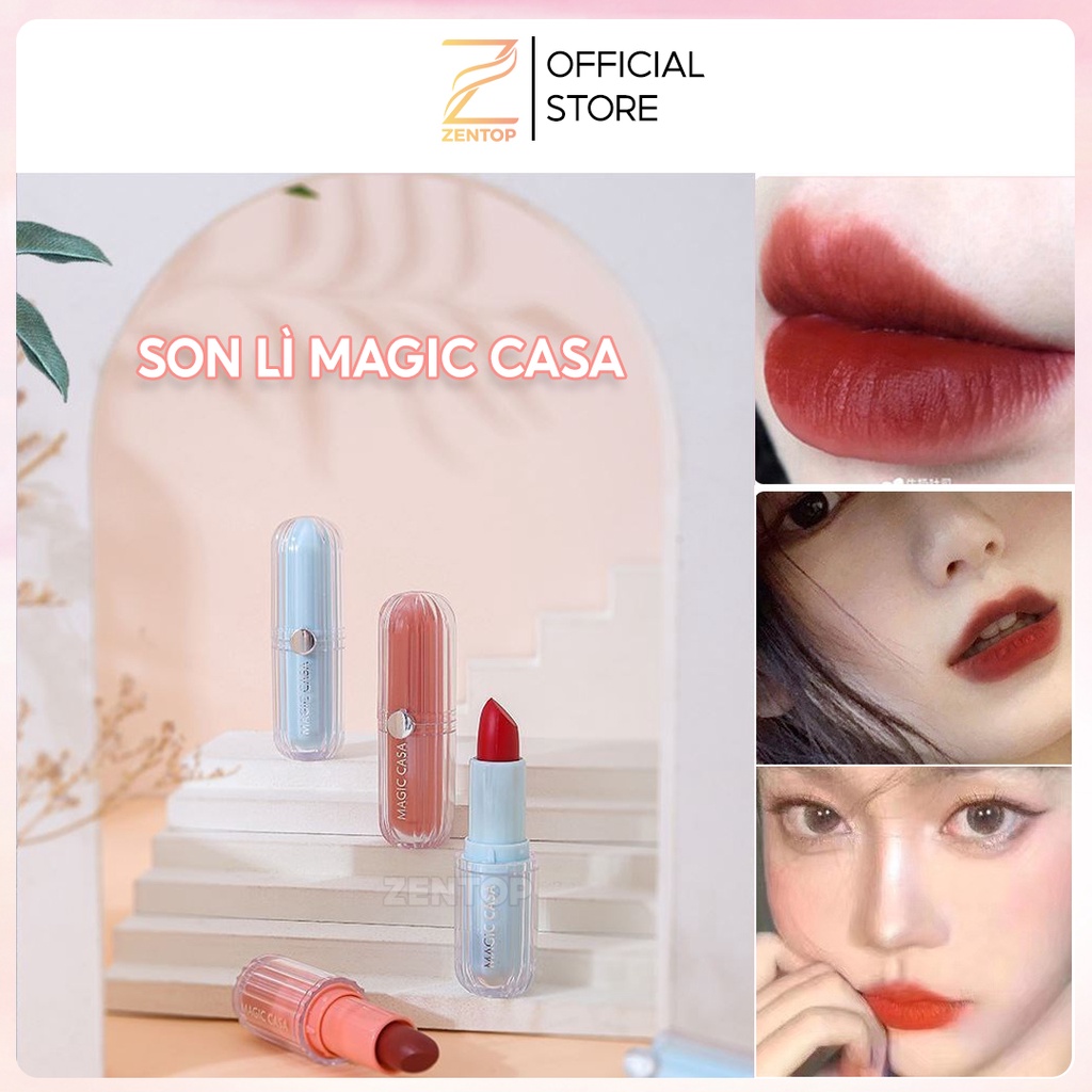Son lì Magic Casa lâu trôi dưỡng ẩm mềm mịn như nhung hiệu ứng màu sắc tự nhiên Zentop