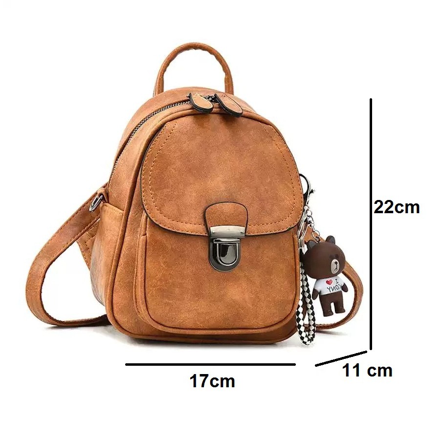 Balo mini da nữ mềm đẹp classic đeo 2 kiểu balo và túi đeo chéo, Tặng Móc Khóa