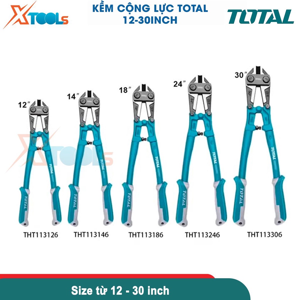 Kìm cộng lực TOTAL 12-30inch, chất liệu thép CR-V đen bóng cứng cáp, tay cầm bọc cau su TPR êm tay [CHÍNH HÃNG][XTOOLS]