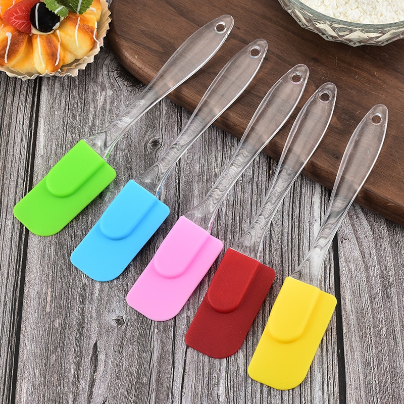 Dụng cụ vét bột làm bánh bằng silicone nhỏ gọn tay cầm trong suốt tiện lợi