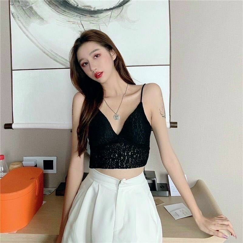 FREESHIP Áo bra ren hoa nổi QC chất đẹp mút ngực nâng tôn dáng xinh 2 màu đen trắng