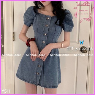 Váy Bò, Đầm Bò Cộc Tay Cổ Cổ Vuông Trẻ Trung FreeSize (Minhon Store YS11)