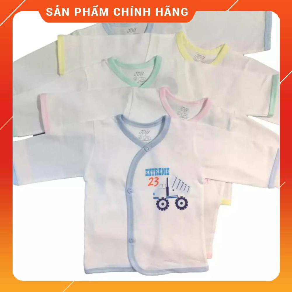 Áo sơ sinh Tay Dài Cài Xéo Trắng JOU, Chất Vải Cotton 100% Cao Cấp Mềm Mịn, Thoáng Mát