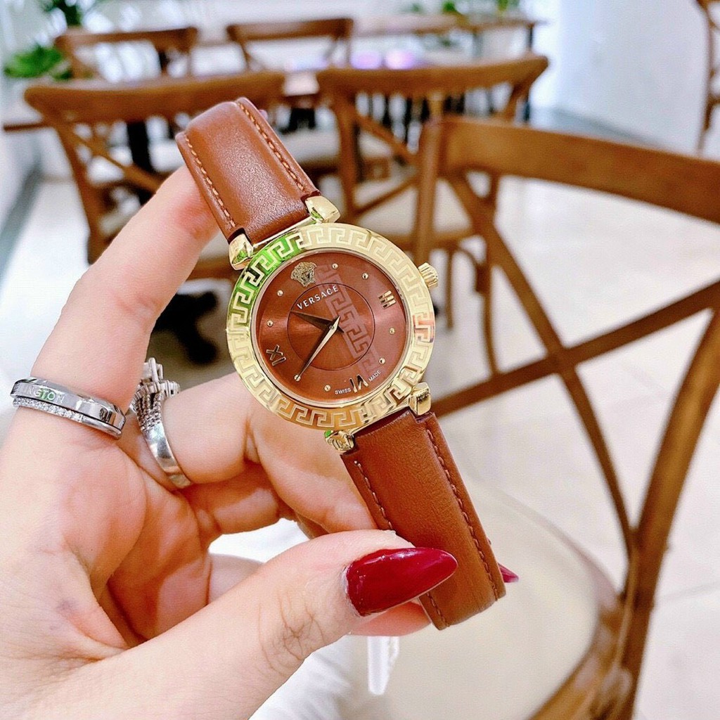 Đồng hồ đeo tay nữ versace dây da cao cấp chống nước cực tốt bảo hành 12 tháng LUTOS VN