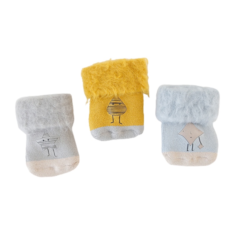 Set 3 Đôi Vớ Nhung Mini In Họa Tiết Cầu Vồng Dễ Thương Cho Bé 0-5 Tuổi