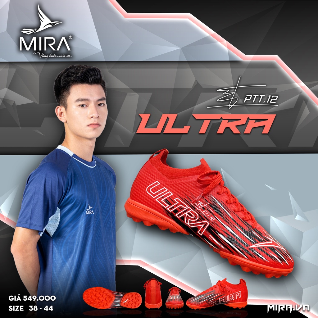Giày bóng đá sân cỏ nhân tạo Mira Ultra TF 2022 nhẹ êm mỏng.