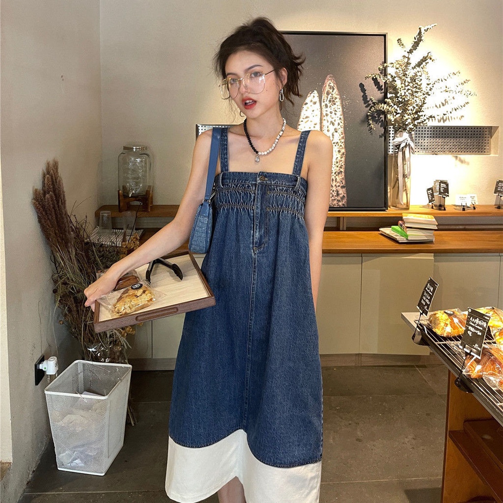 ✜✈Đầm Denim Dáng Chữ a Thời Trang Mùa Hè Mới 2021 Cho Nữ