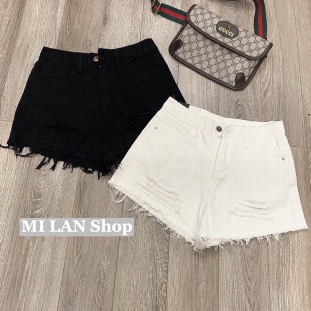Quần short bò- jean rách + trơn cá tính