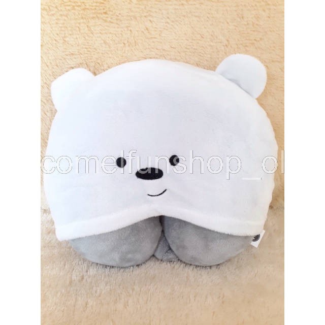 Gối Kê Cổ Có Mũ Trùm Đầu Hình Gấu We Bare Bear Dễ Thương