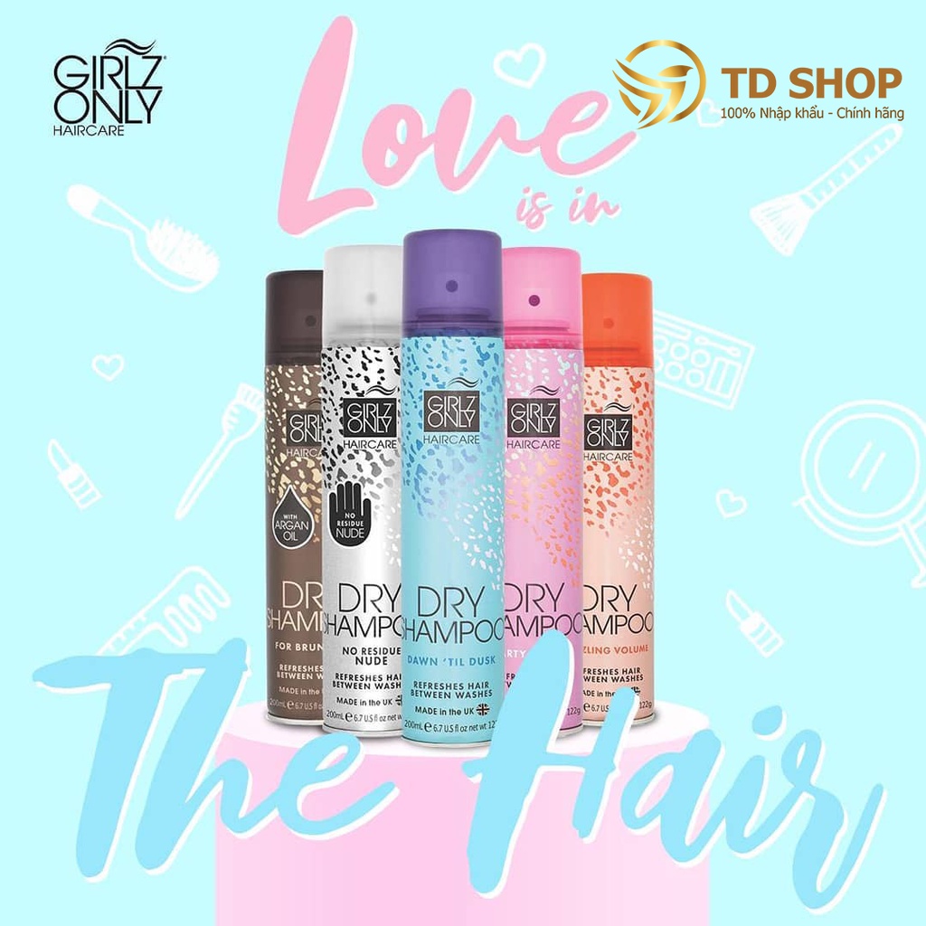 Dầu Gội Khô Girlz Only Party Nights / Dawn 'Til Dusk / Dazzling Volume / No Residue Nude 200ml - TD Shop