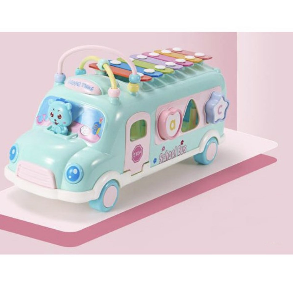 ĐỒ CHƠI XE BUS THẢ HÌNH KHỐI KÈM ĐÀN PIANO CHO BÉ