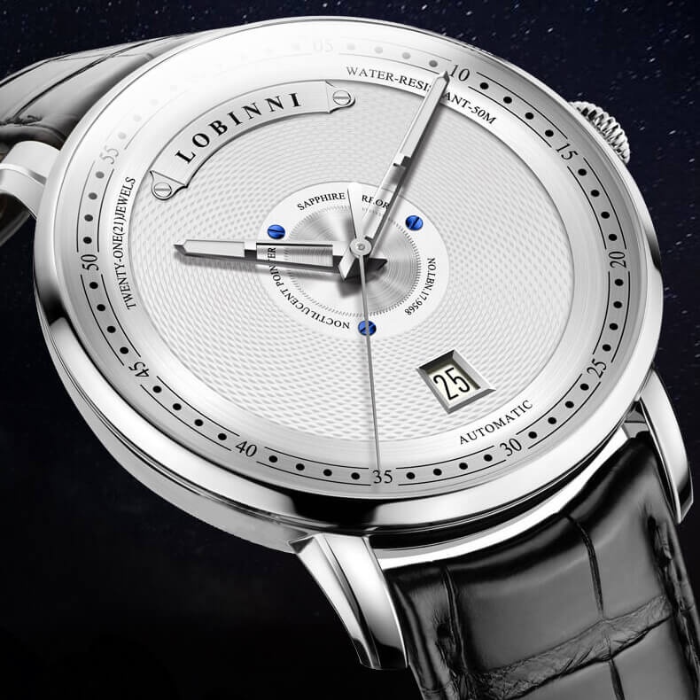 Đồng Hồ Nam LOBINNI No.1602 Chính Hãng BH 24T Chịu Nước 50m Kính Chống Xước Dây Da Cao Cấp (Máy Cơ Tự Động)