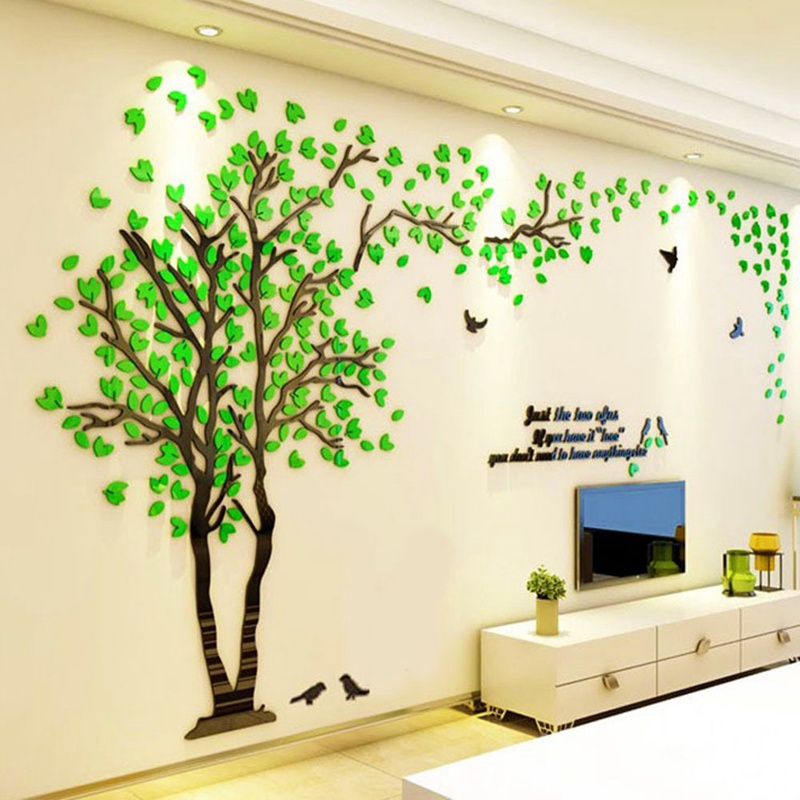 Decal dán tường Họa Tiết 3D Hình Cái Cây Và Hoa Dùng Trang Trí Nhà