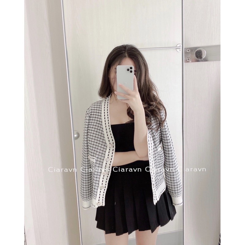 Chân váy li to (đen/trắng)