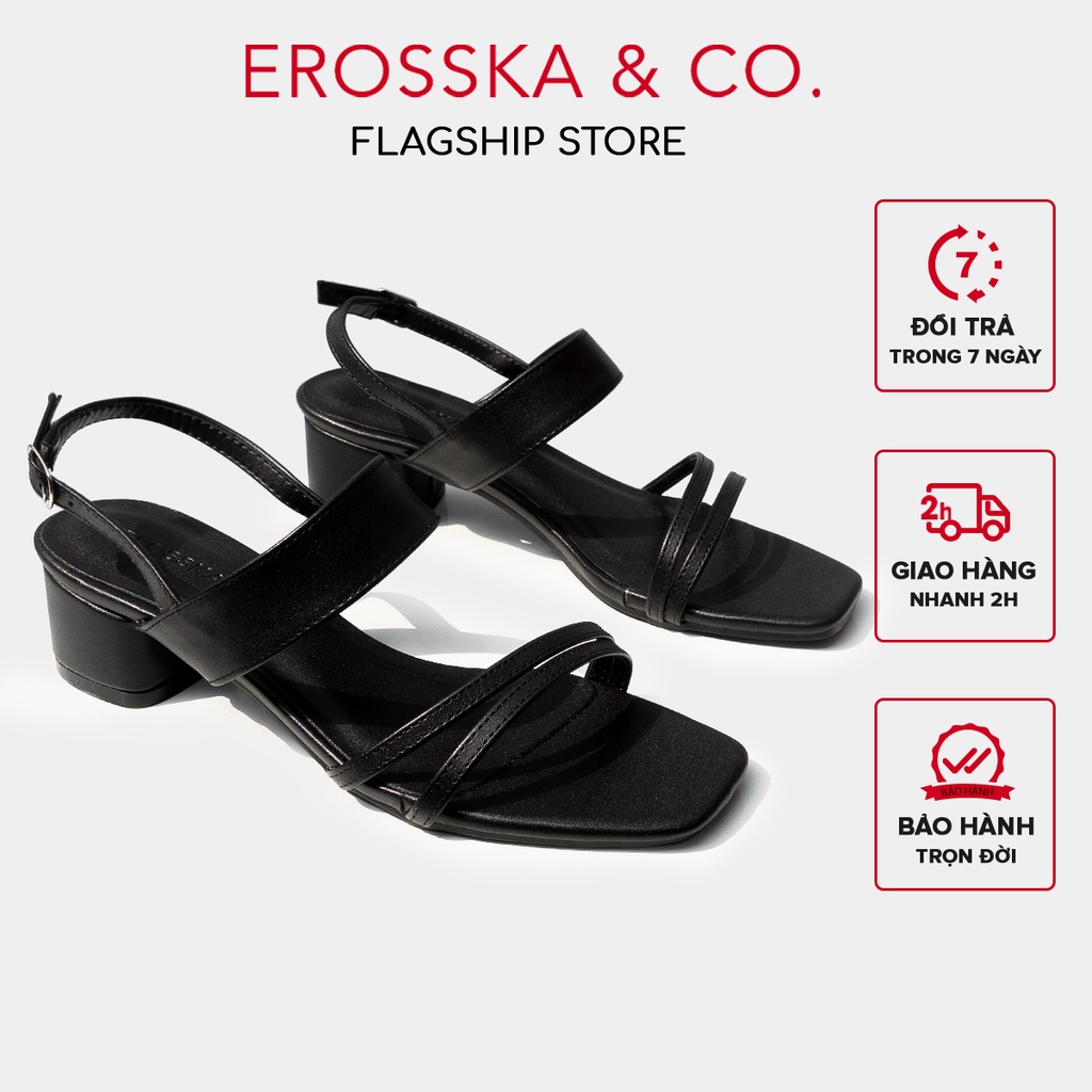 Erosska - Giày sandal mũi vuông cao 5cm màu đen _ EB041