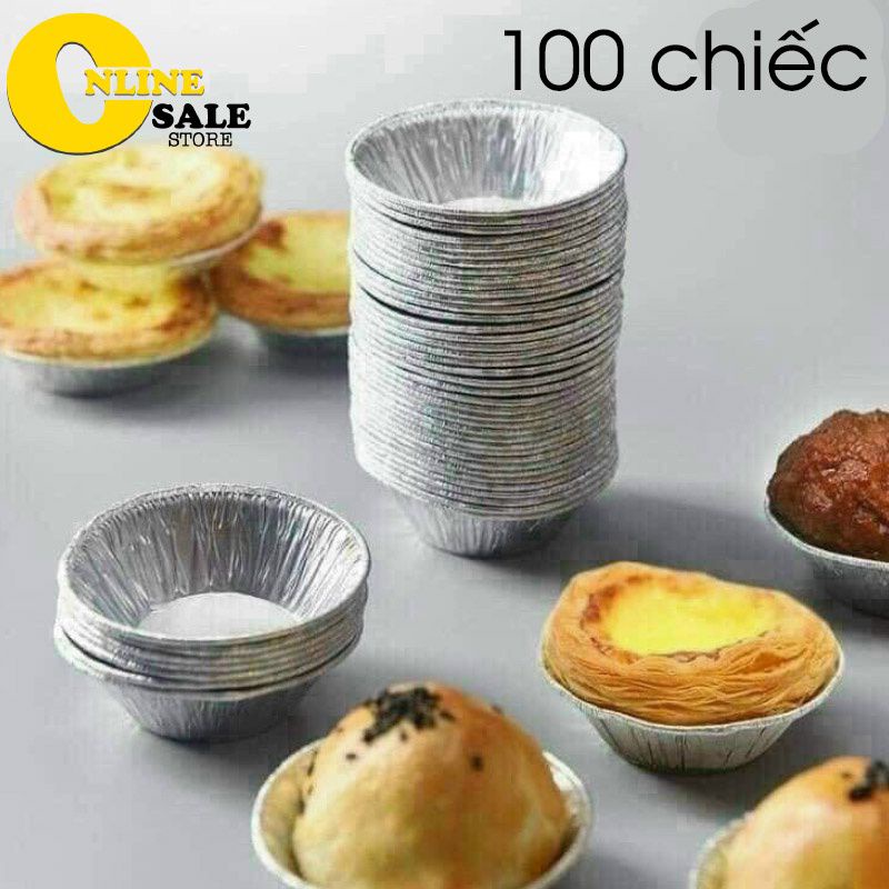 Set 100 Khuôn giấy bạc Làm Bánh Tart Bằng Lá Nhôm Tiện Dụng