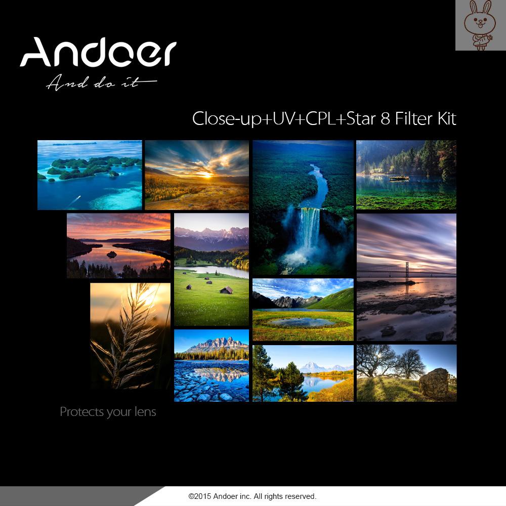 OL Andoer 40.5mm UV+CPL+Star8+Close-up (+1 +2 +4 +10) Photography Filter Ultraviolet Circular-Polarizing Star 8-Point Macro Close-up Lens Filter for    DSLR Camera Lens