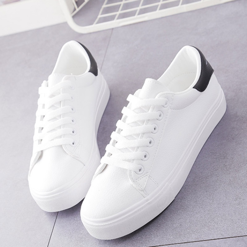 Giày thể thao IELGY màu trắng thiết kế đơn giản phong cách năng động cho nữ