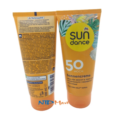 Kem chống nắng dưỡng ẩm dưỡng da Sundance SPF50 không thấm nước nhập khẩu Đức dung tích 100ml