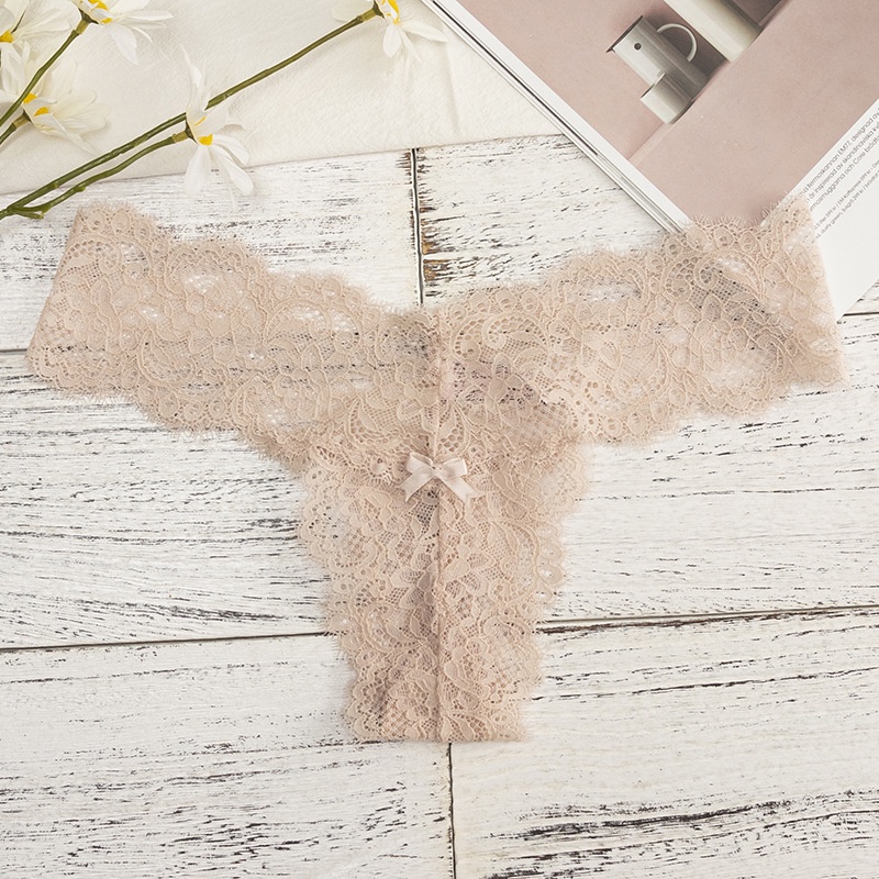 Quần Lót Nữ Lọt Khe Ren Mềm Chữ T Nơ Nhí Quyến Rũ Sexy Boom P177