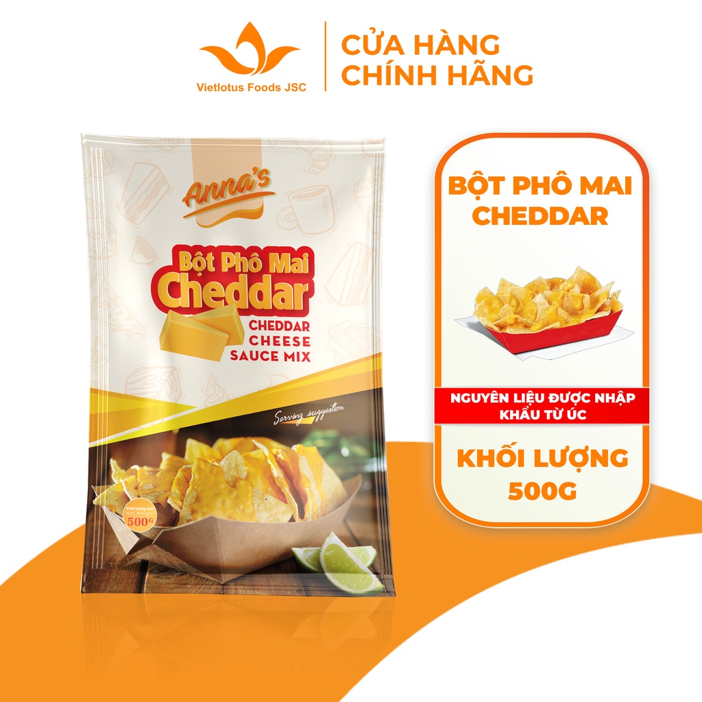 Bột Phô Mai Cheddar Úc Anna's Cheddar Dùng cho Pha Chế, Làm Bánh | Túi 500G