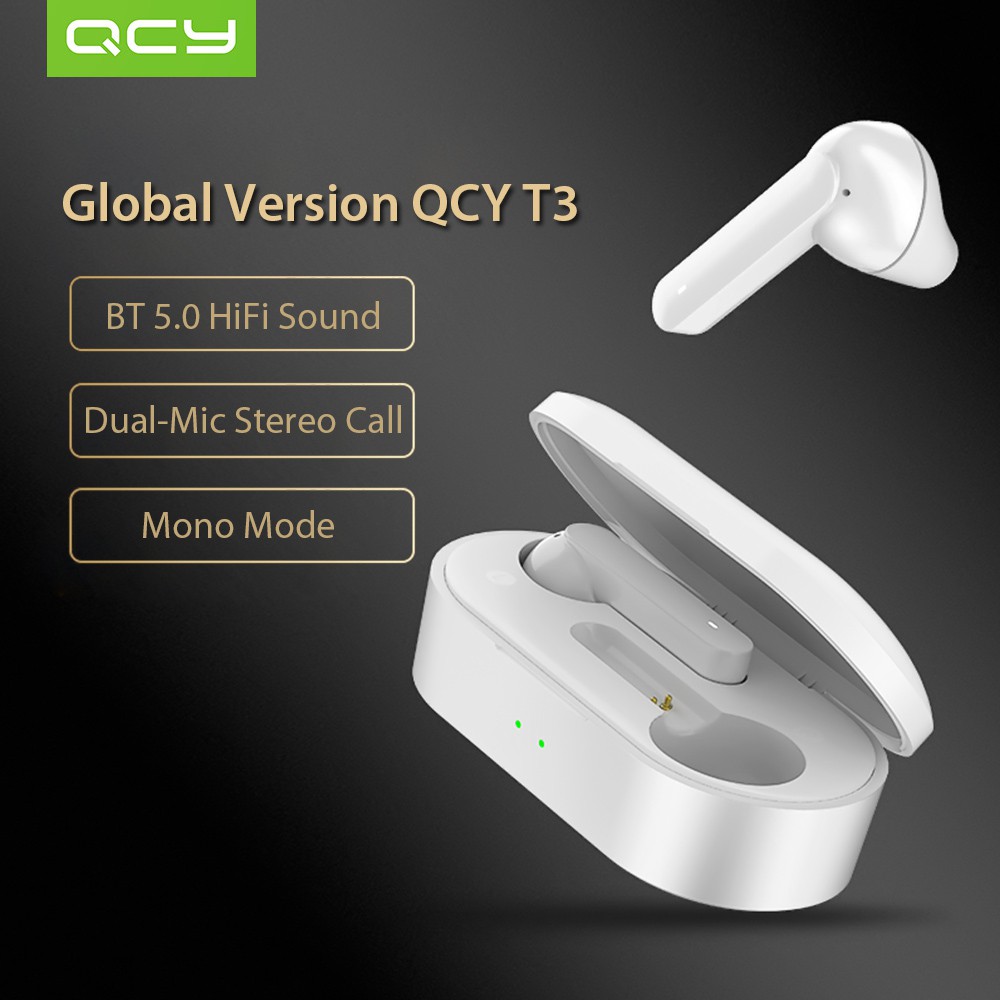 Tai nghe thể thao 3d không dây Xiaomi QCY T3 BT TWS điều khiển cảm ứng kết nối Bluetooth 5.0 có 2 mic