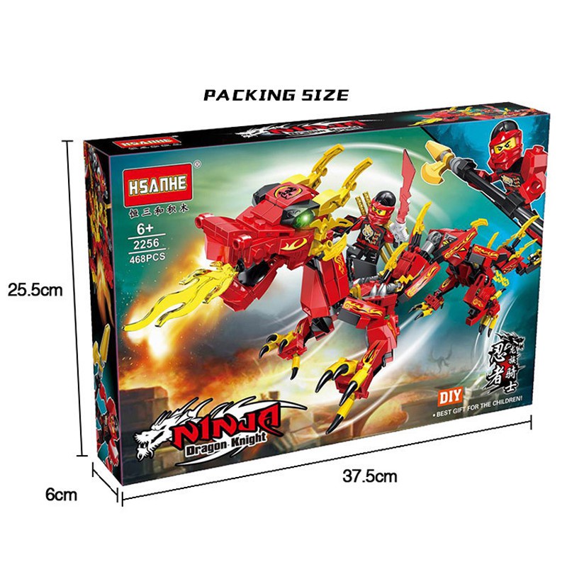 Đồ chơi lego Ninjago Rồng Đỏ Sấm Sét, bộ lego Ninja biến hình kèm các nhân vật Ninja đồ chơi cho bé