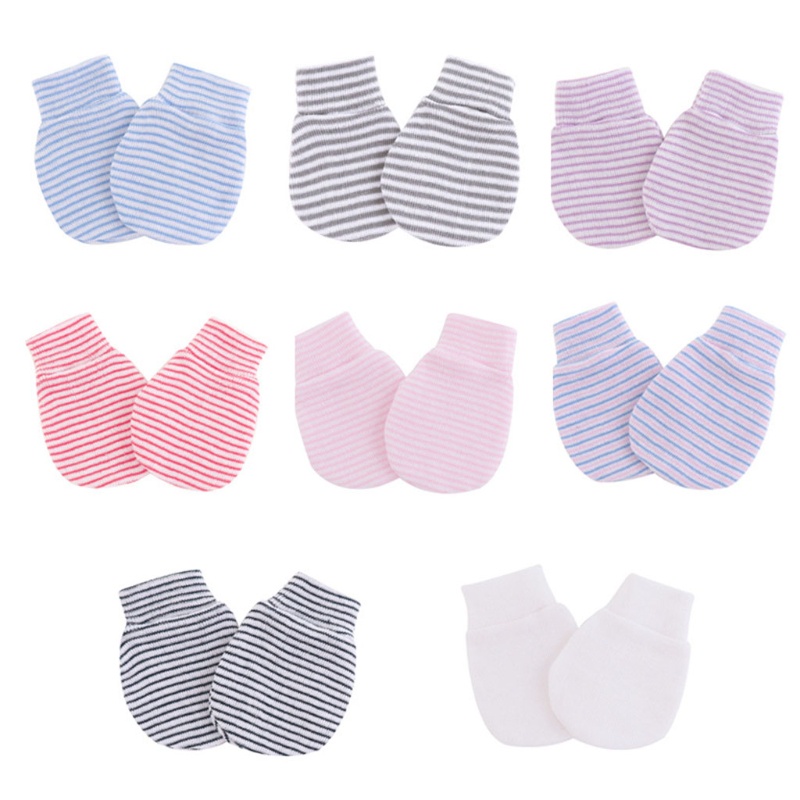 Bộ Găng Tay + Mũ + Găng Tay Cotton Mềm Mại Chống Xước Đính Nơ Xinh Xắn Cho Bé Sơ Sinh 0-1 Tuổi