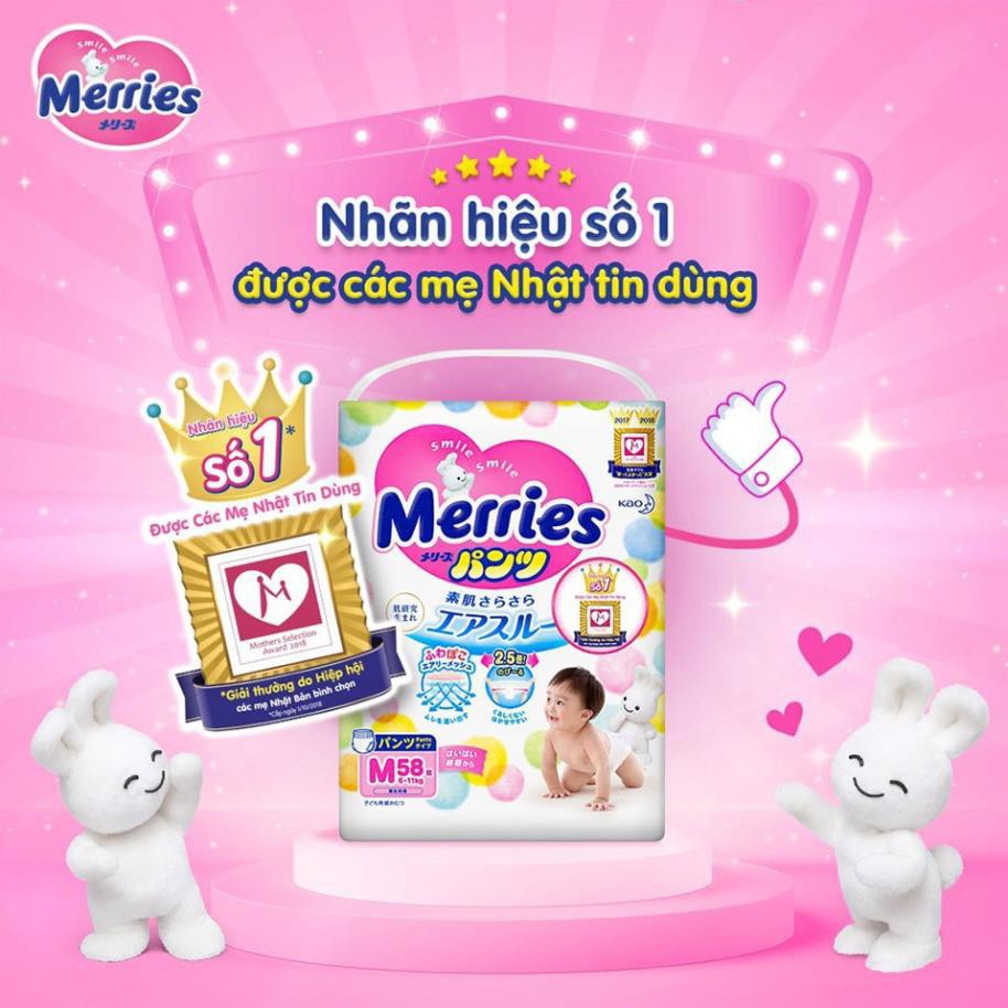 Bỉm Merries Nội Địa Nhật Bỉm ❤️ Dán/ Quần merries Nội Địa cộng miếng NB96/S88/M68/L58/L50/XL44/XXL28