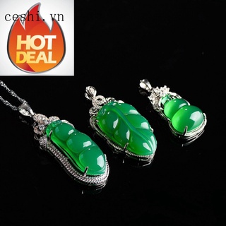 Natural Gourd Emerald Chalcedony Blue Pendant 925 Silver Leaf Pendant Necklace Female Agate Green Beans Gift