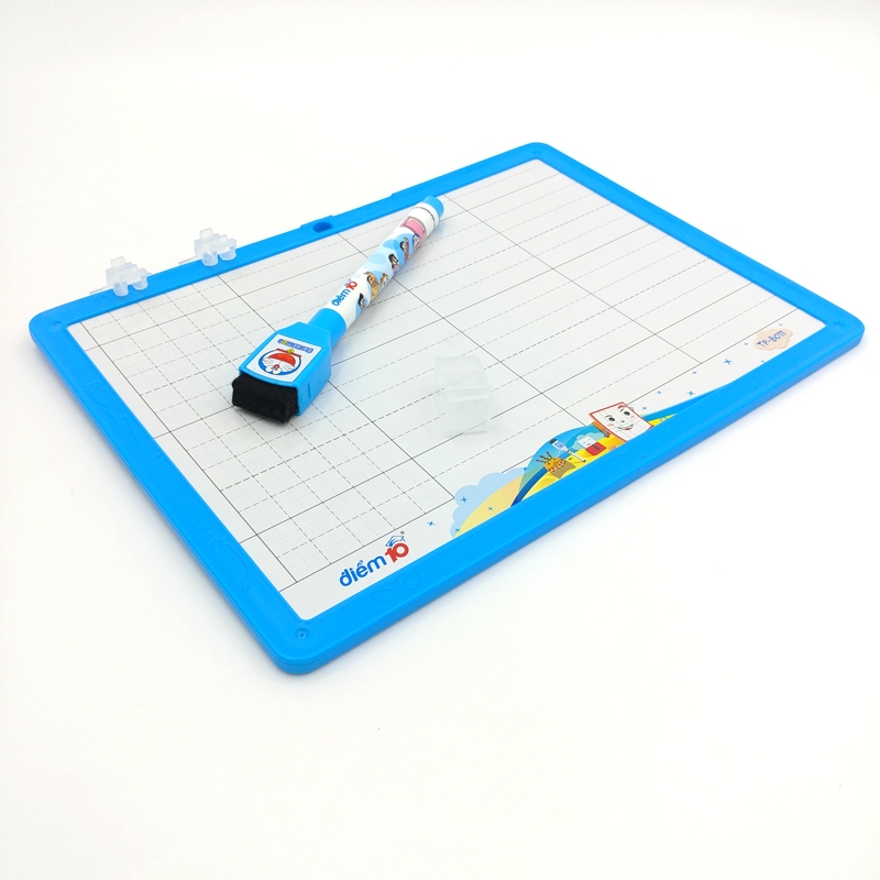 Bảng 2 Mặt A4 - Kẻ Ngang + Kẻ Ô + Bút Lông Bảng - Thiên Long B-011 - Viền Xanh Da trời