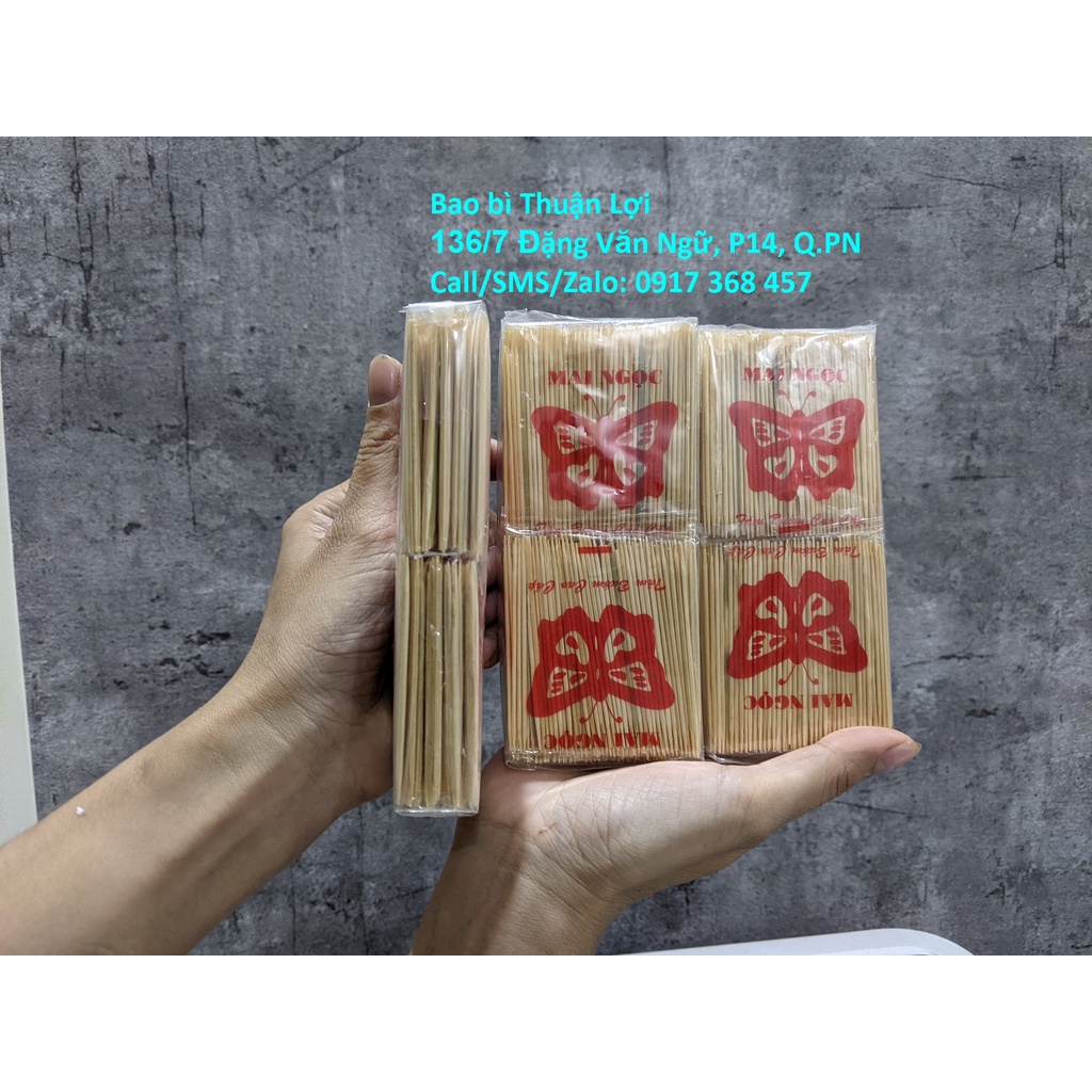 [1 bịch] Tăm tre / Tăm tiệt trùng trong bọc giấy Cao cấp _ Dùng cho quán ăn, bán mang đi và gia đình.
