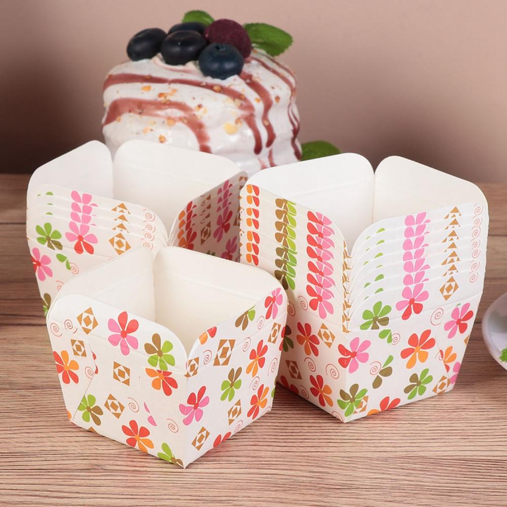 AUGUSTINA Set 100 Cốc Giấy Làm Bánh Cupcake / Muffin Dùng Một Lần