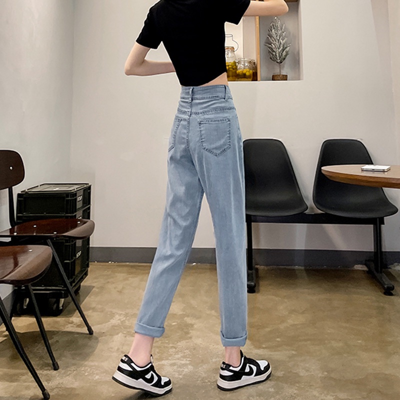 Quần Jean Dài Lưng Cao Dáng Rộng Thời Trang Cá Tính Cho Nữ