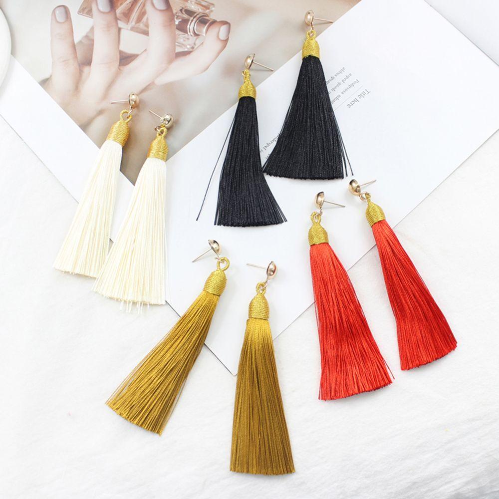DARON Bông Tai Tua Rua Dài Phong Cách Du Mục Boho Cổ Điển