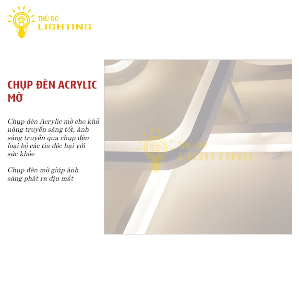 Đèn Ốp Trần Phòng Khách THỦ ĐÔ LIGHTING  Điều Khiển Từ Xa Thiết Kế 8 Ô Vuông Với 3 Chế Độ Màu Tùy Chỉnh