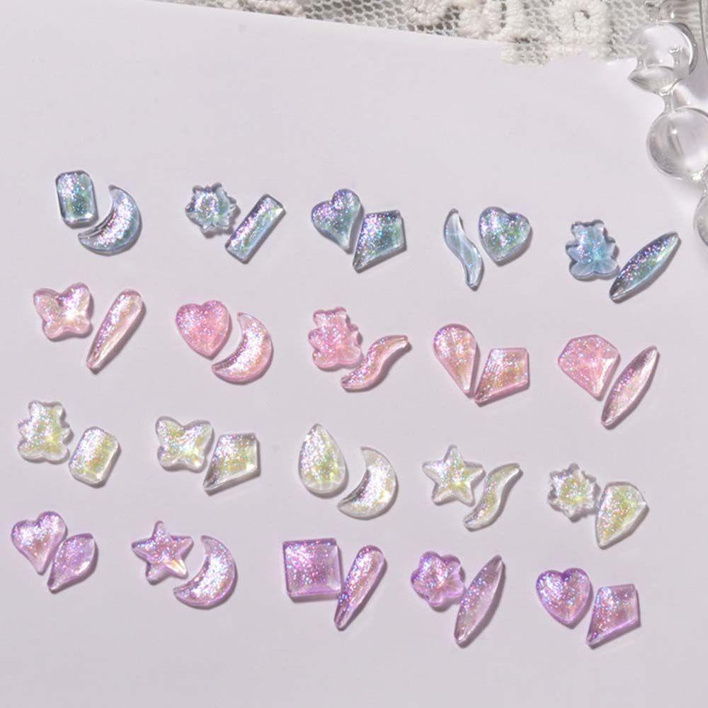 OCEANMAP Irregular Nail|100pcs Shiny Glitter Irregular Nail Drill Manicure Nail Accessories Mixed Nail Charms