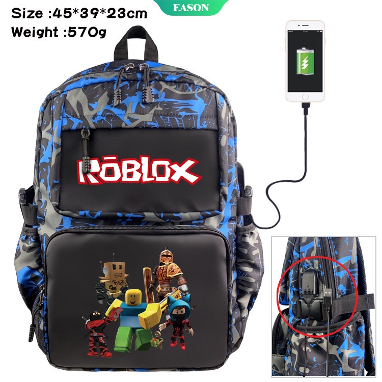 ROBLOX Sanrio Ba Lô Đi Học Họa Tiết Rằn Ri Chống Thấm Nước Có Cổng Sạc USB Tiện Dụng