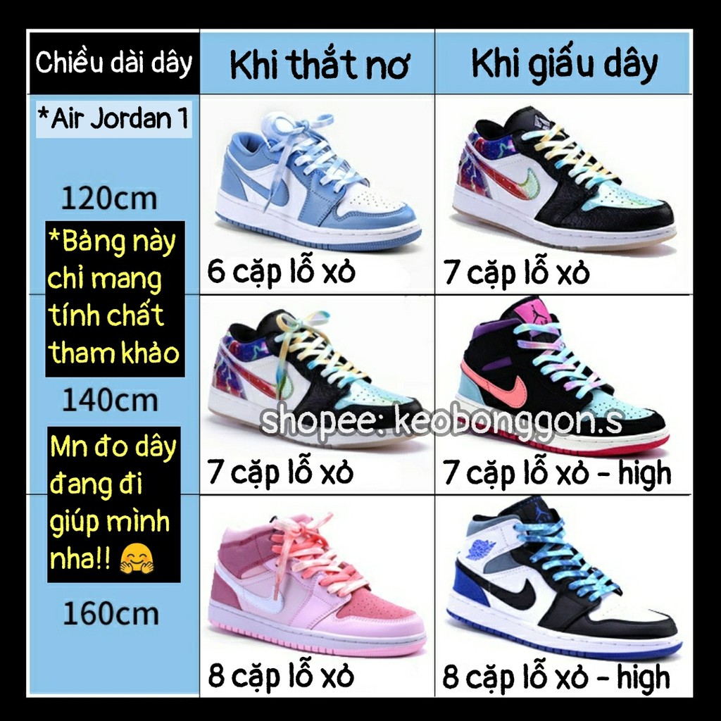 8.5mm 120cm P1 Dây giày dẹt thay thế Nike AJ1 AF1 AJ 1 AF 1 dài 1m2